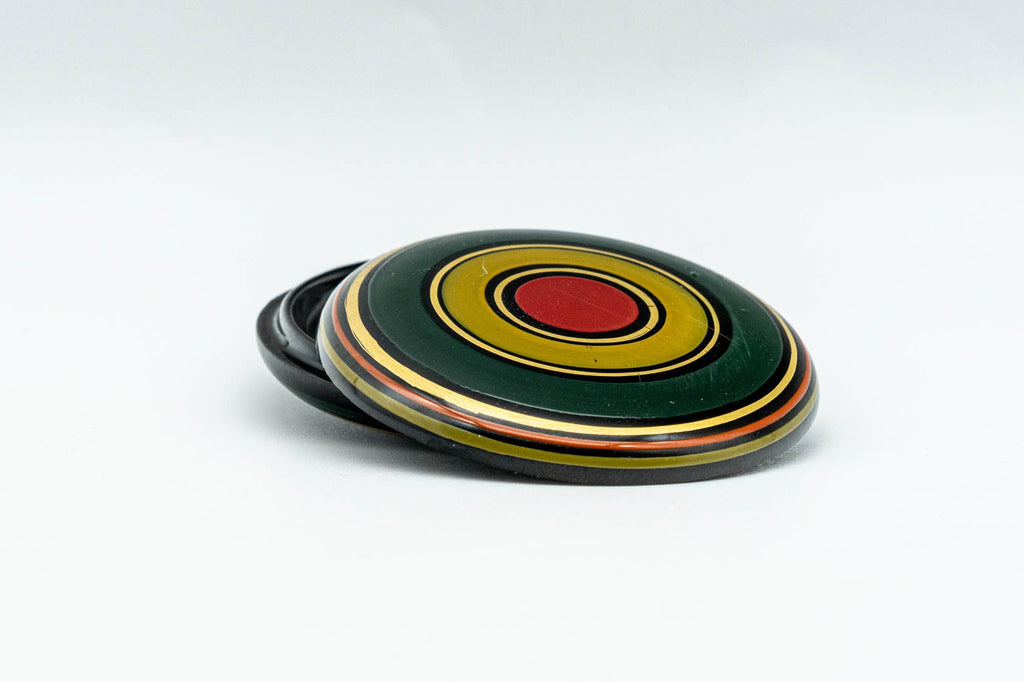 Japanese Incense Kogo - Small Komo Striped Black Lacquered Container