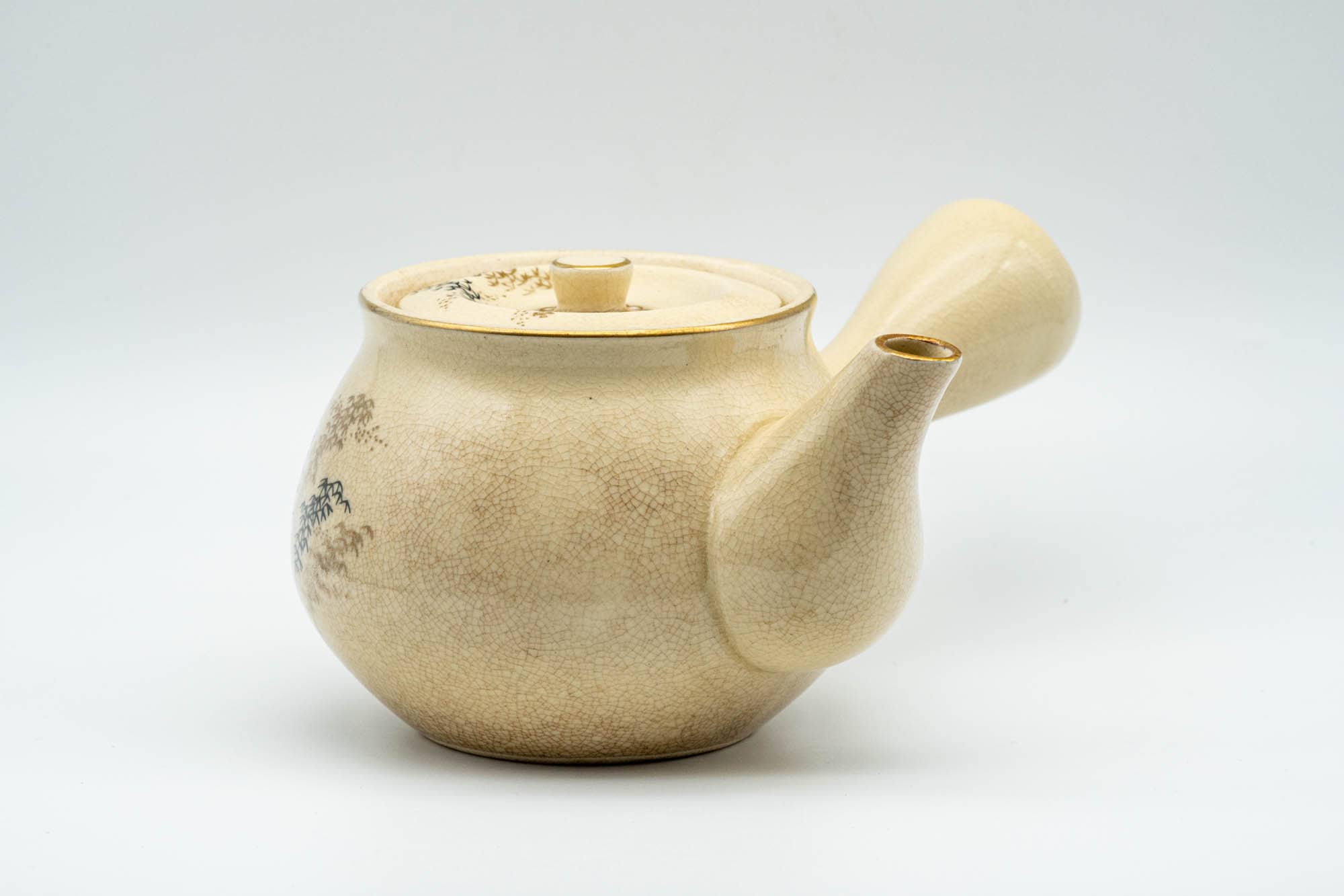 Japanese Kyusu - Bamboo Beige Glazed Debeso Teapot - 350ml