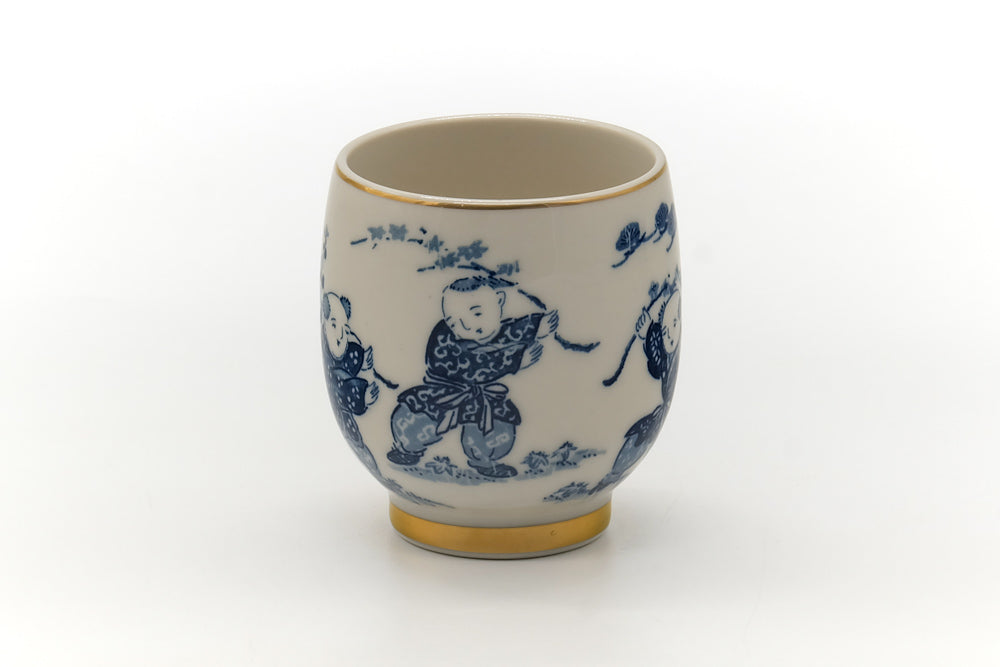 Japanese Teacup - Blue Motif Porcelain Yunomi - 155ml