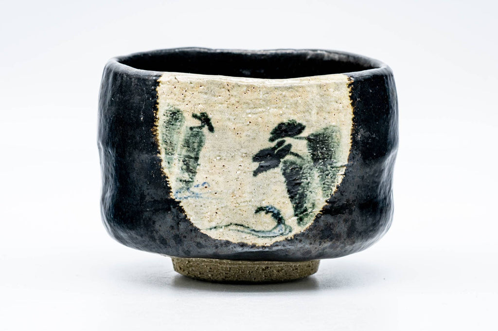 Japanese Matcha Bowl - 松楽窯 Shoraku Kiln - Ocean Cliffs Kuro-raku Chawan - 300ml