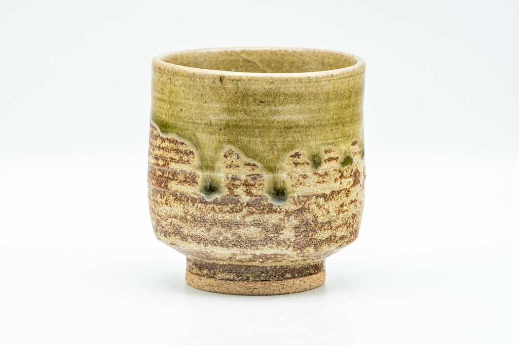 Japanese Teacup - Brown Textured Green Drip-Glazed Yunomi - 170ml