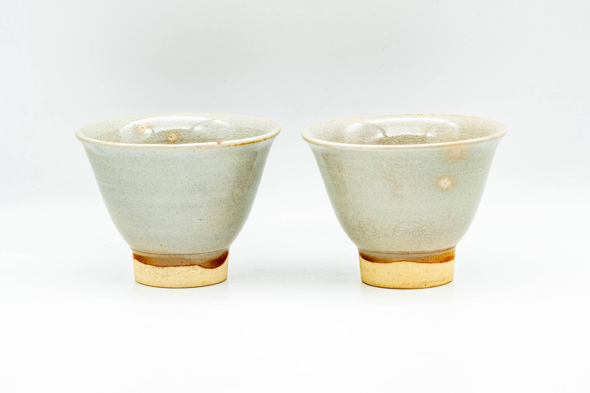 Japanese Teacups - Pair of Beige Glazed Hagi-yaki Yunomi - 90ml