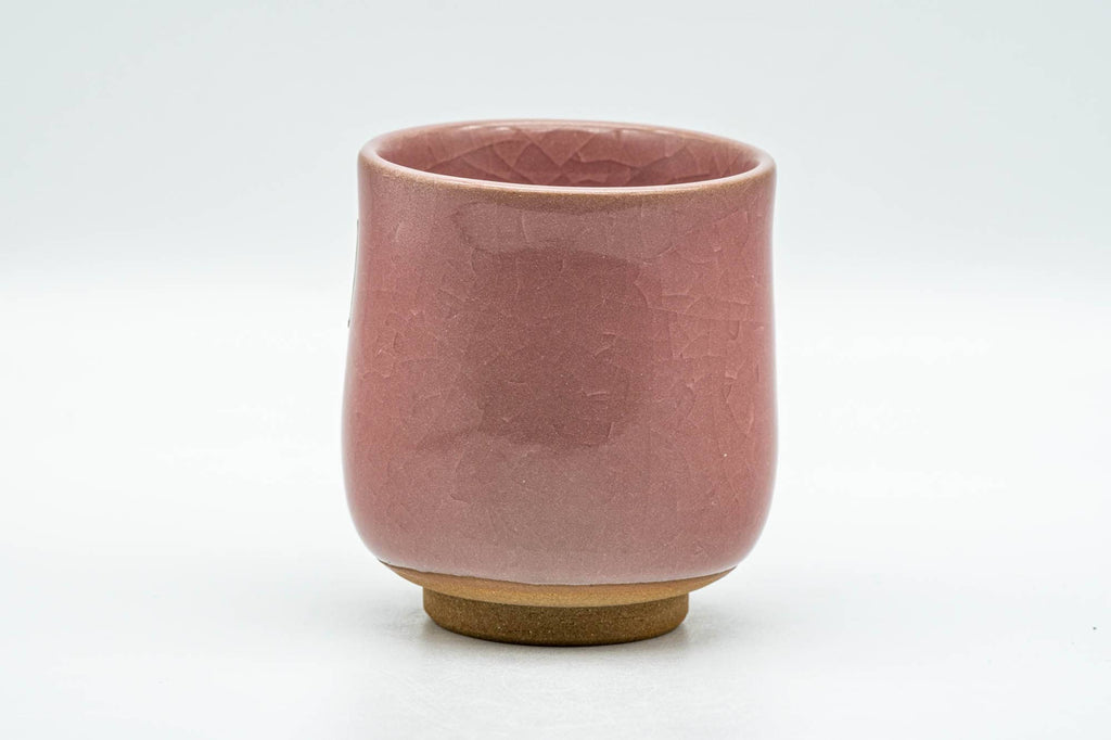Japanese Teacup - Pink Purple Kanji Celadon Glazed Yunomi - 130ml