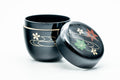 Japanese Natsume - Momiji Sakura Black Lacquer Matcha Tea Caddy - 110ml