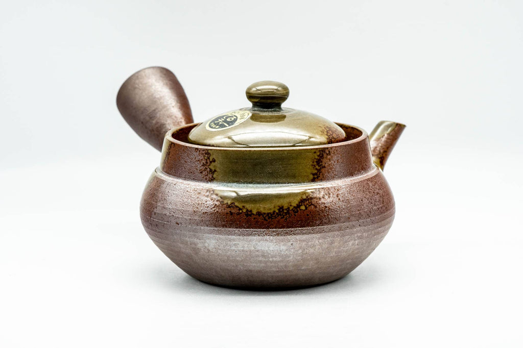 Japanese Kyusu - Ash Green Glazed Banko-yaki Mesh Teapot - 275ml