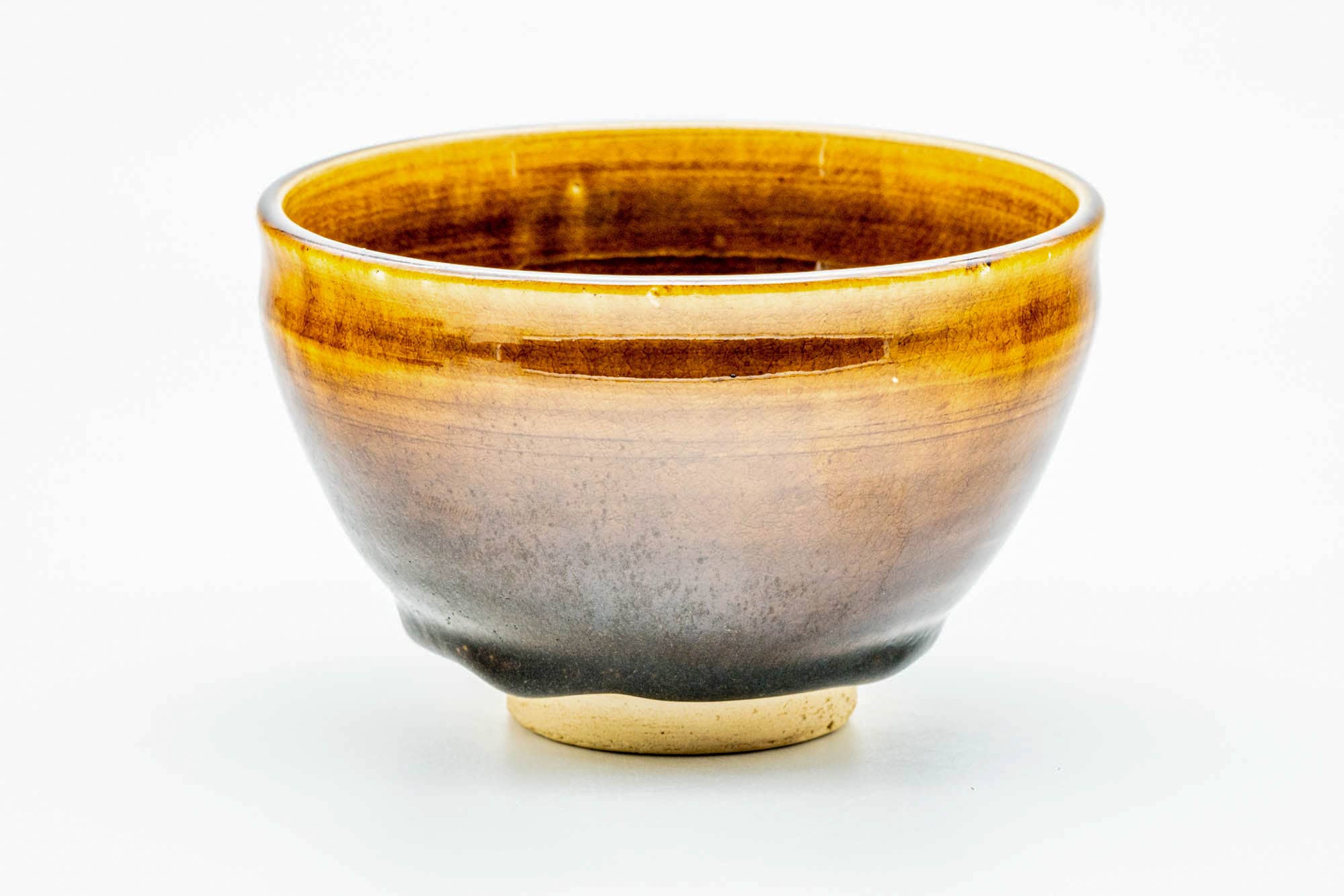 Japanese Matcha Bowl - Brown Yellow Drip-Glazed Tenmoku-gata Chawan - 300ml