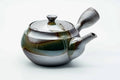 Japanese Kyusu - Green Ash Glazed Banko-yaki Mesh Teapot - 450ml