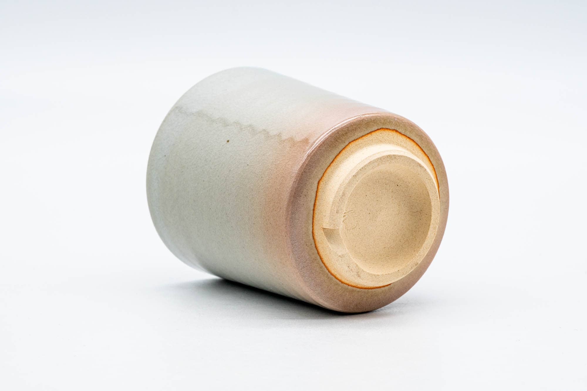Japanese Teacup - 天鵬山 Tsubaki Kiln - Beige White Drip-Glazed Hagi-yaki Yunomi - 200ml