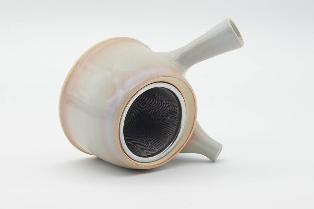 Japanese Tea Set - Beige Pink Hagi-yaki Kyusu Teapot with 4 Yunomi Teacups