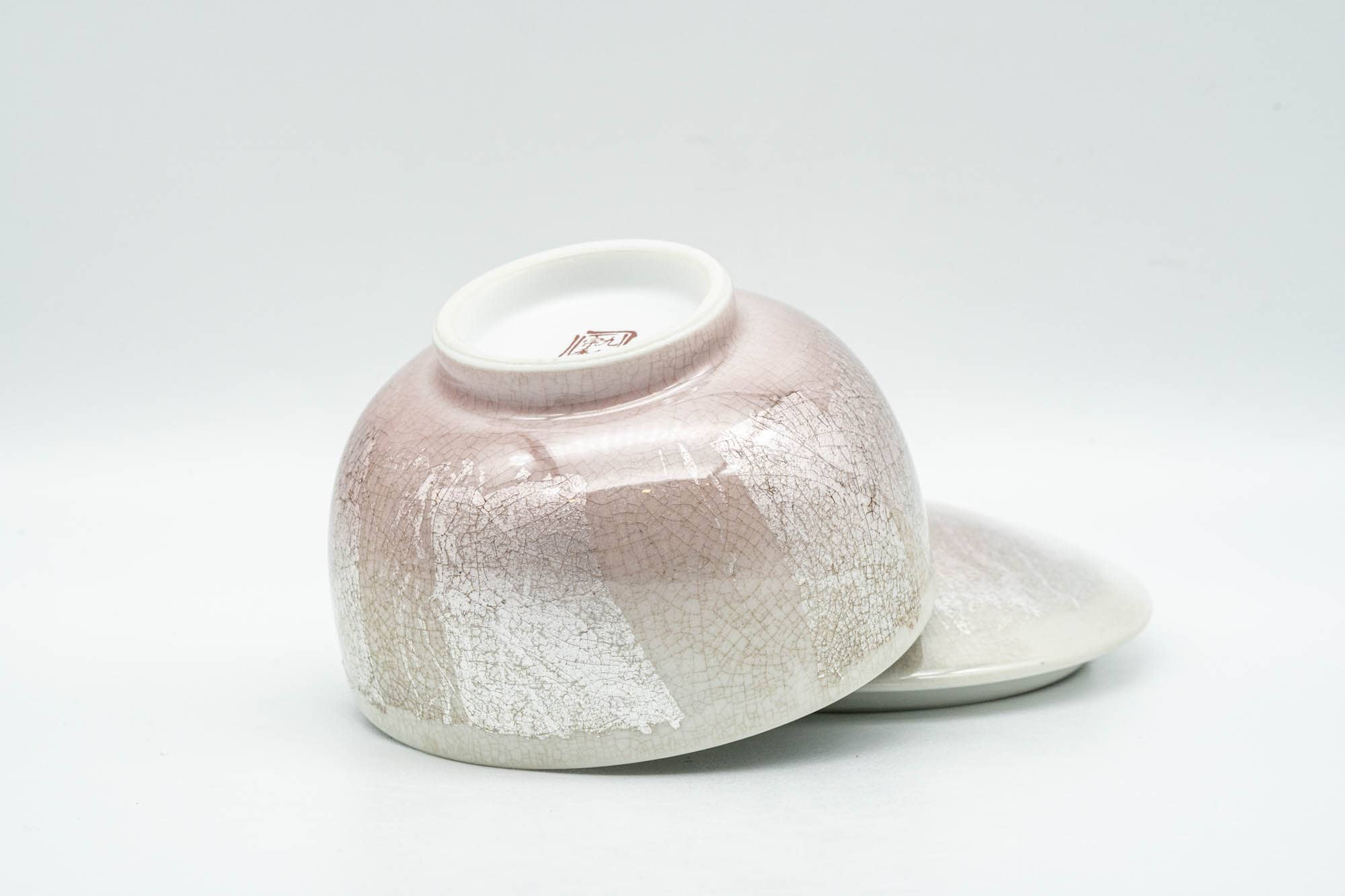 Japanese Teacup - Pink and White Arita-yaki Lidded Yunomi - 130ml