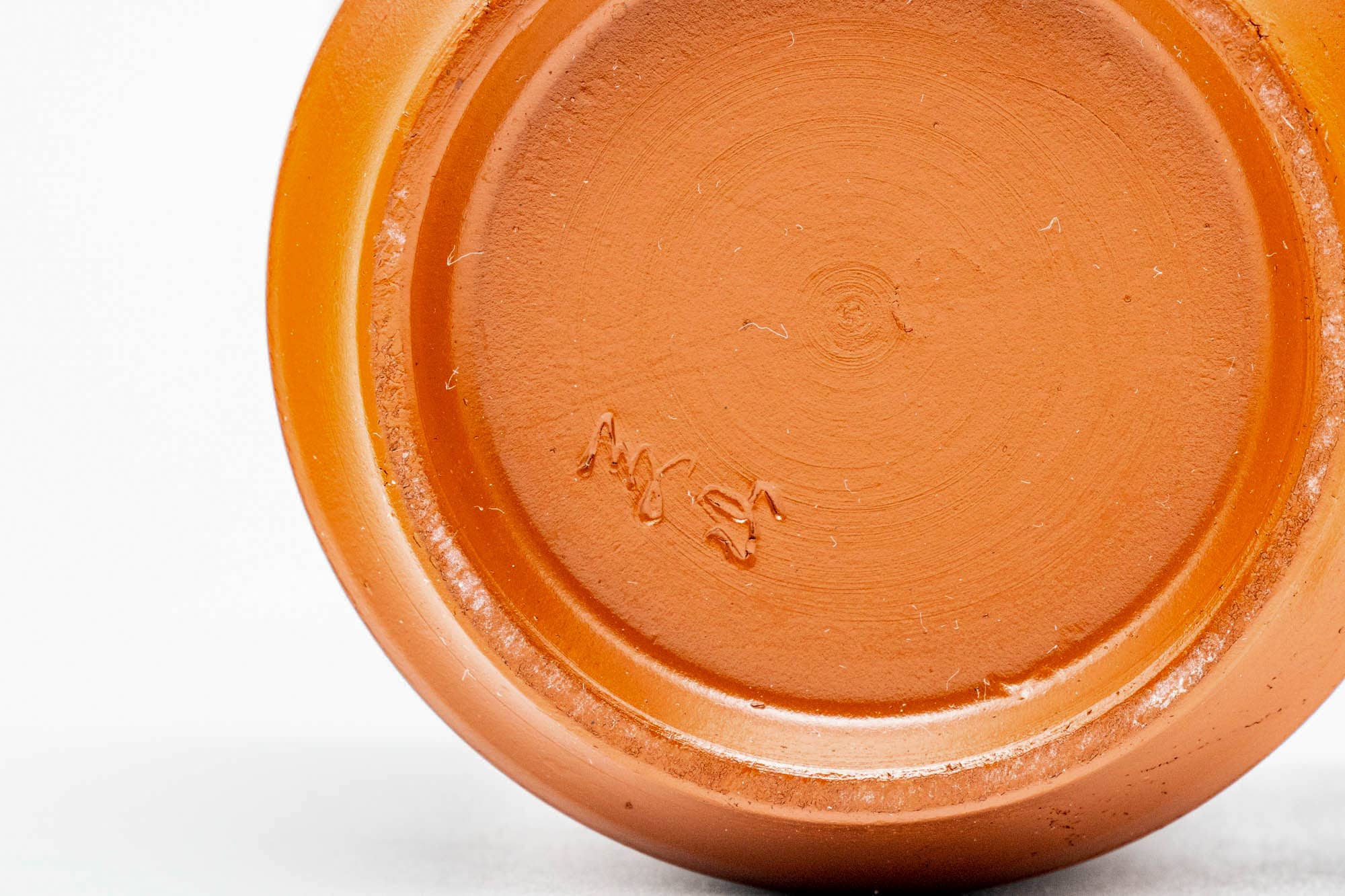 Japanese Teacup - Bamboo Engraved White Inner-Glazed Red Shudei Tokoname-yaki Yunomi - 85ml