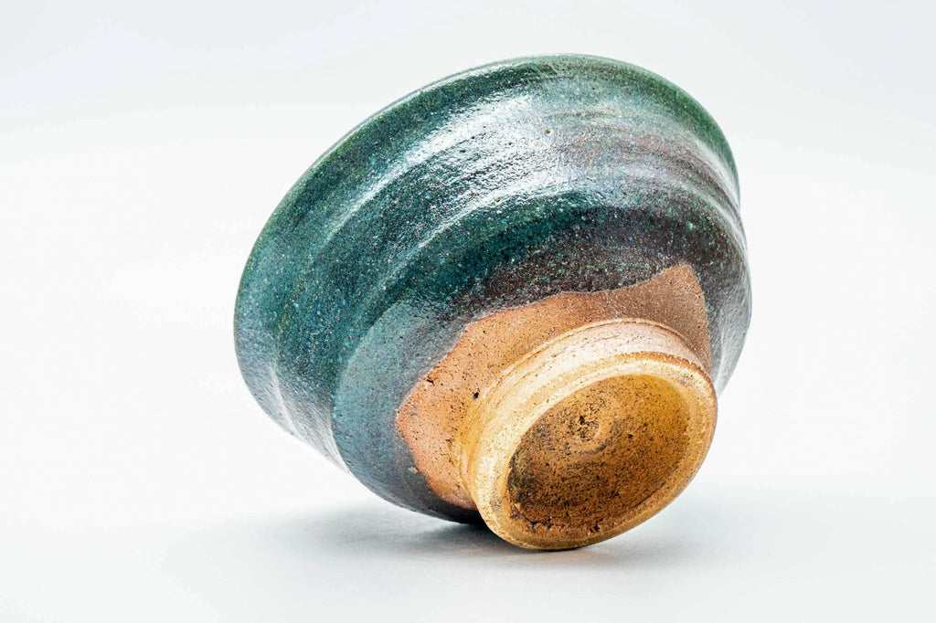 Japanese Matcha Bowl - Gradient Turquoise Wabi-Sabi Chawan in Wooden Box - 350ml