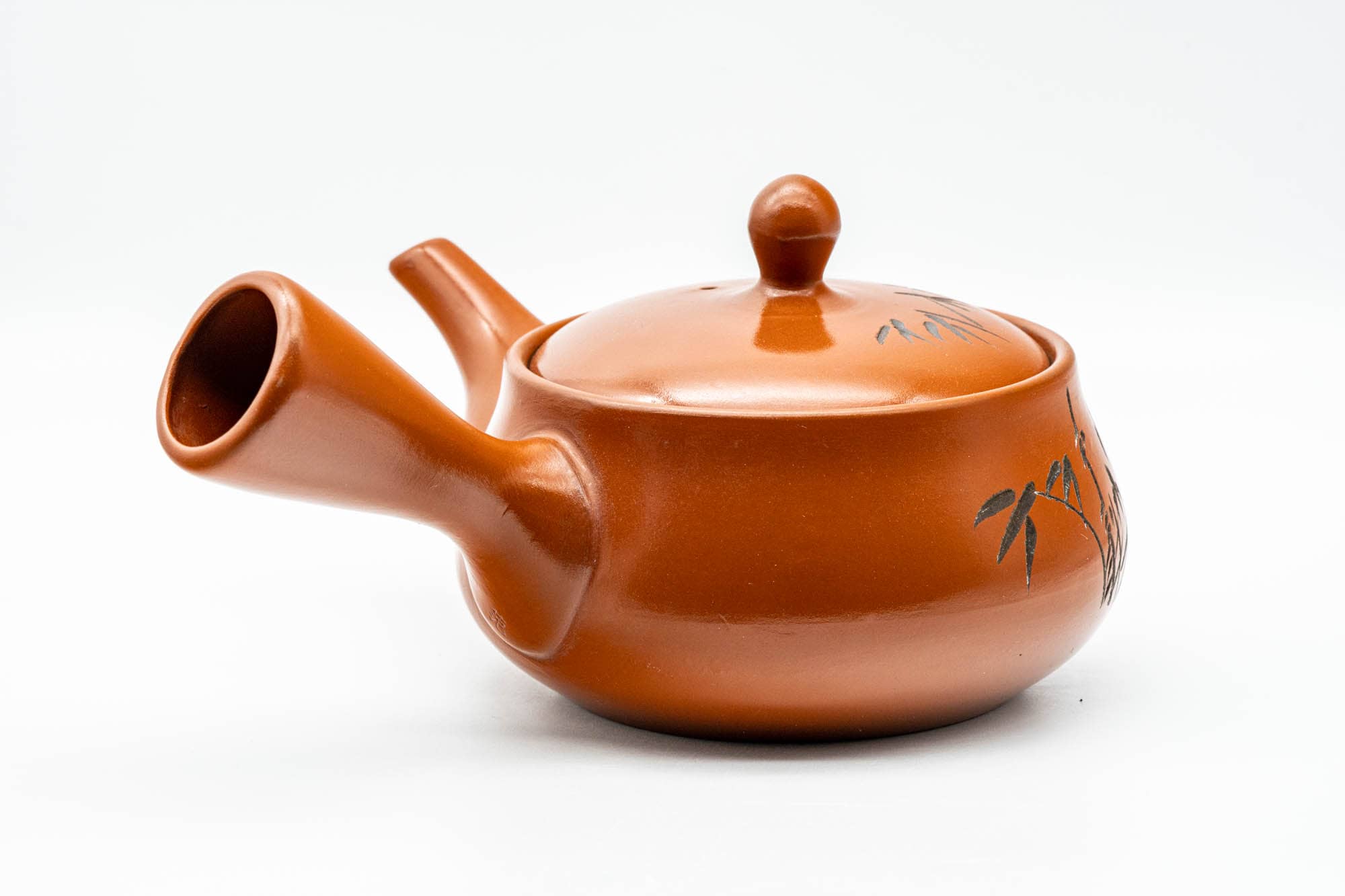 Japanese Kyusu - Bamboo Engraved Tokoname-yaki Mesh Teapot - 350ml