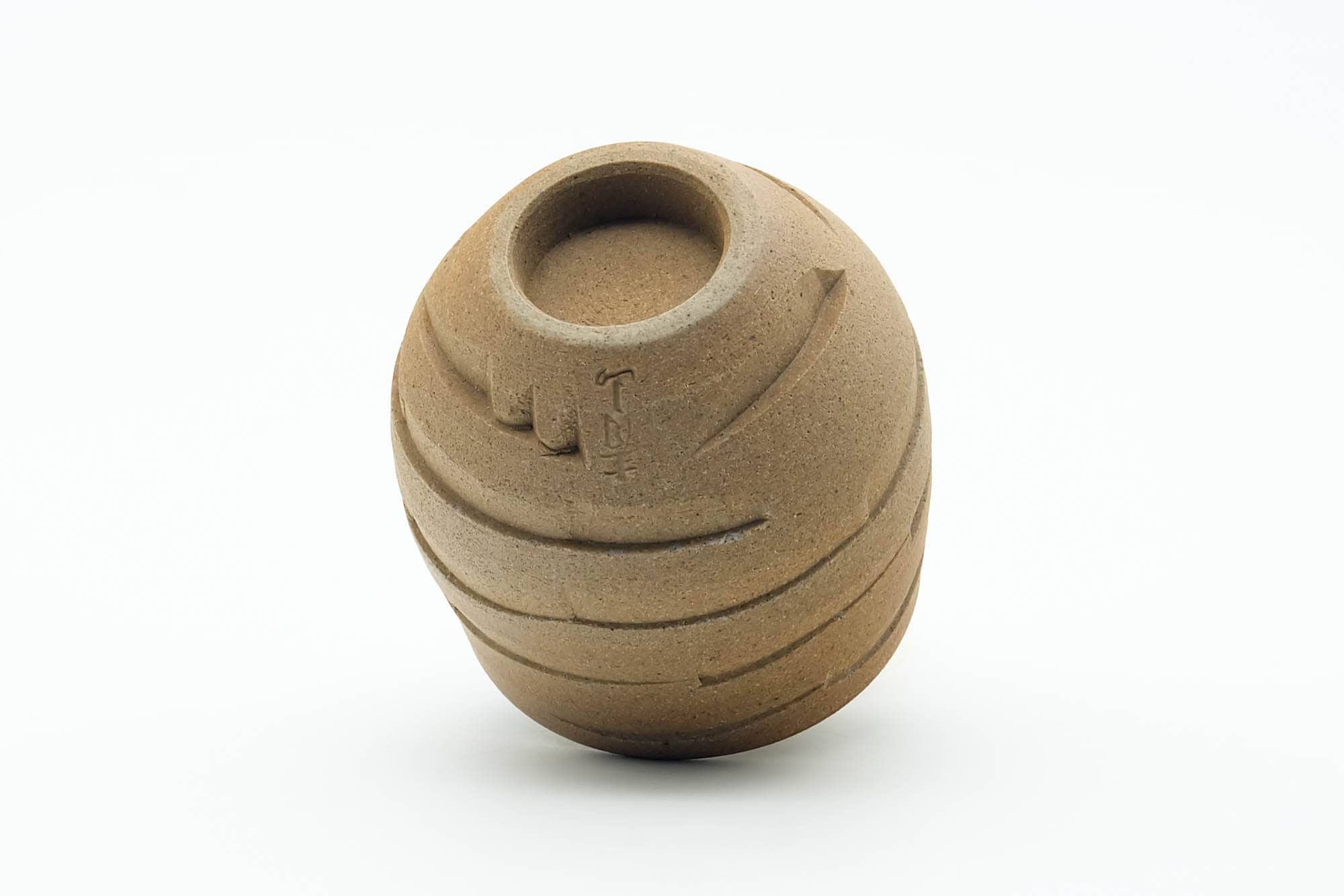 Japanese Teacup - Carved Spiraling Stoneware Yunomi - 120ml