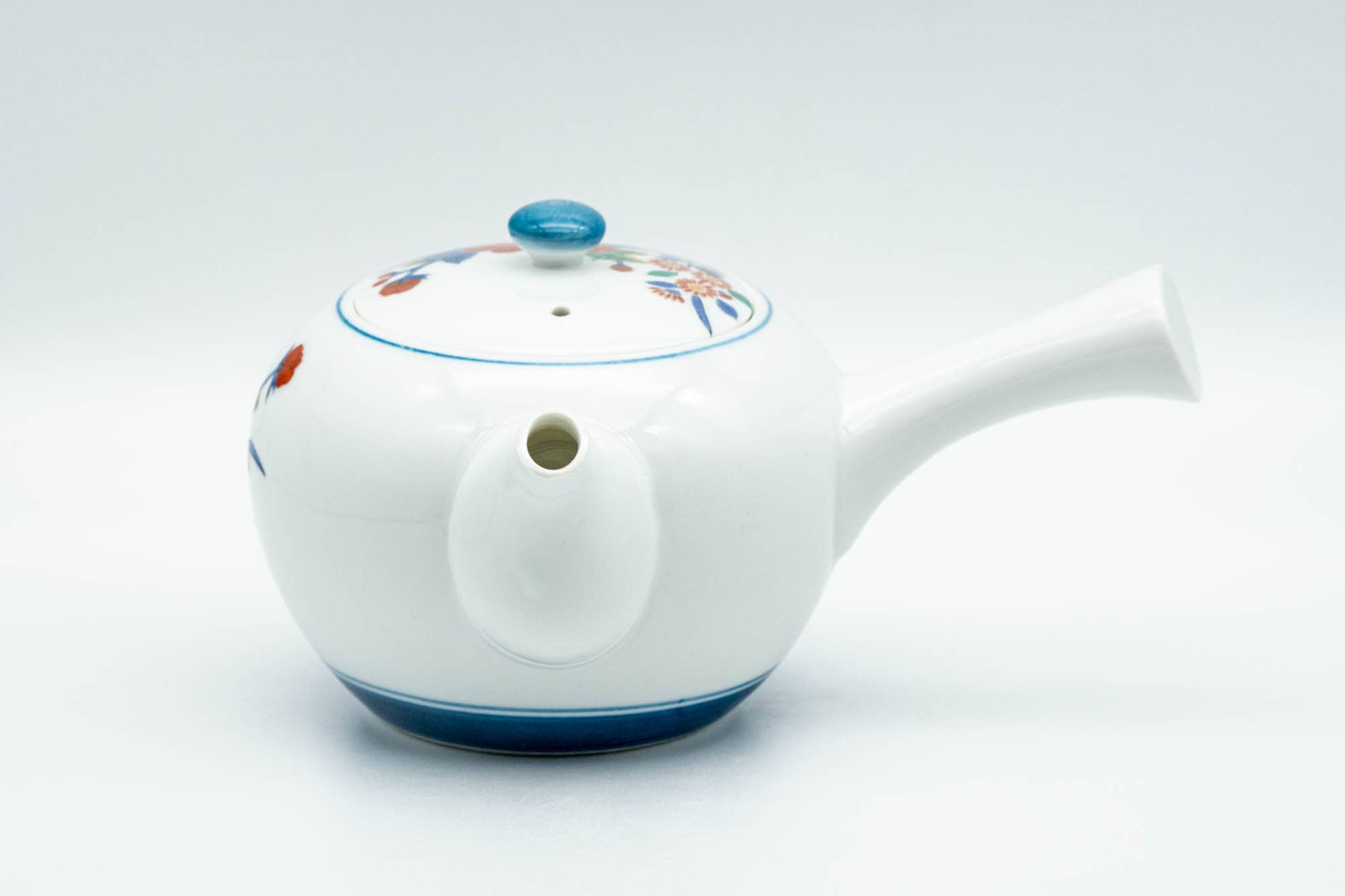 Japanese Tea Set - Floral Arita-yaki Debeso Kyusu Teapot with 5 Yunomi Teacups
