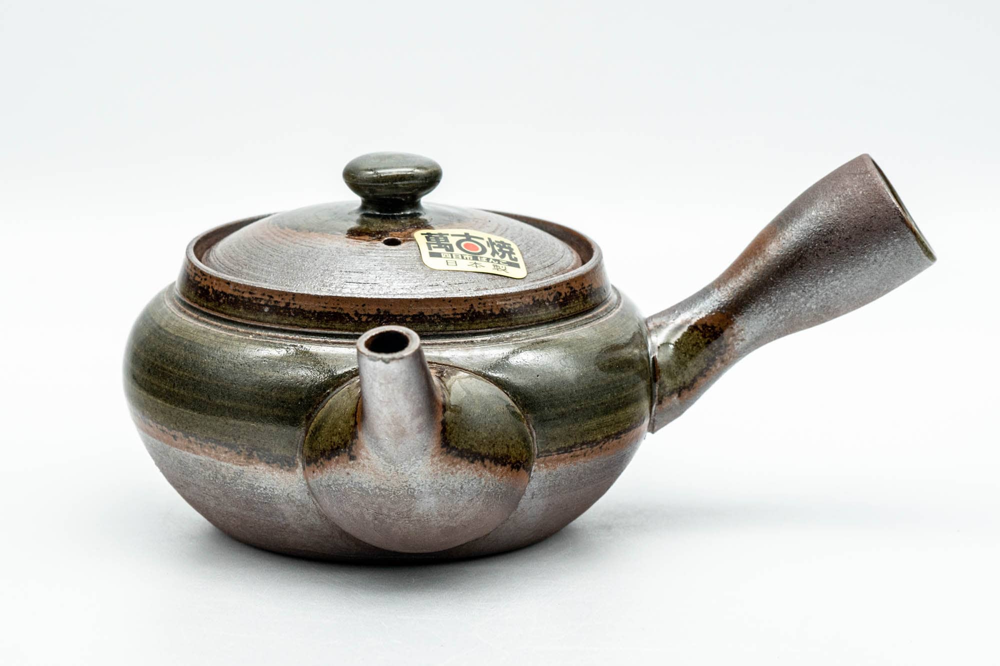 Japanese Kyusu - Green Ash Glazed Banko-yaki Mesh Teapot - 200ml