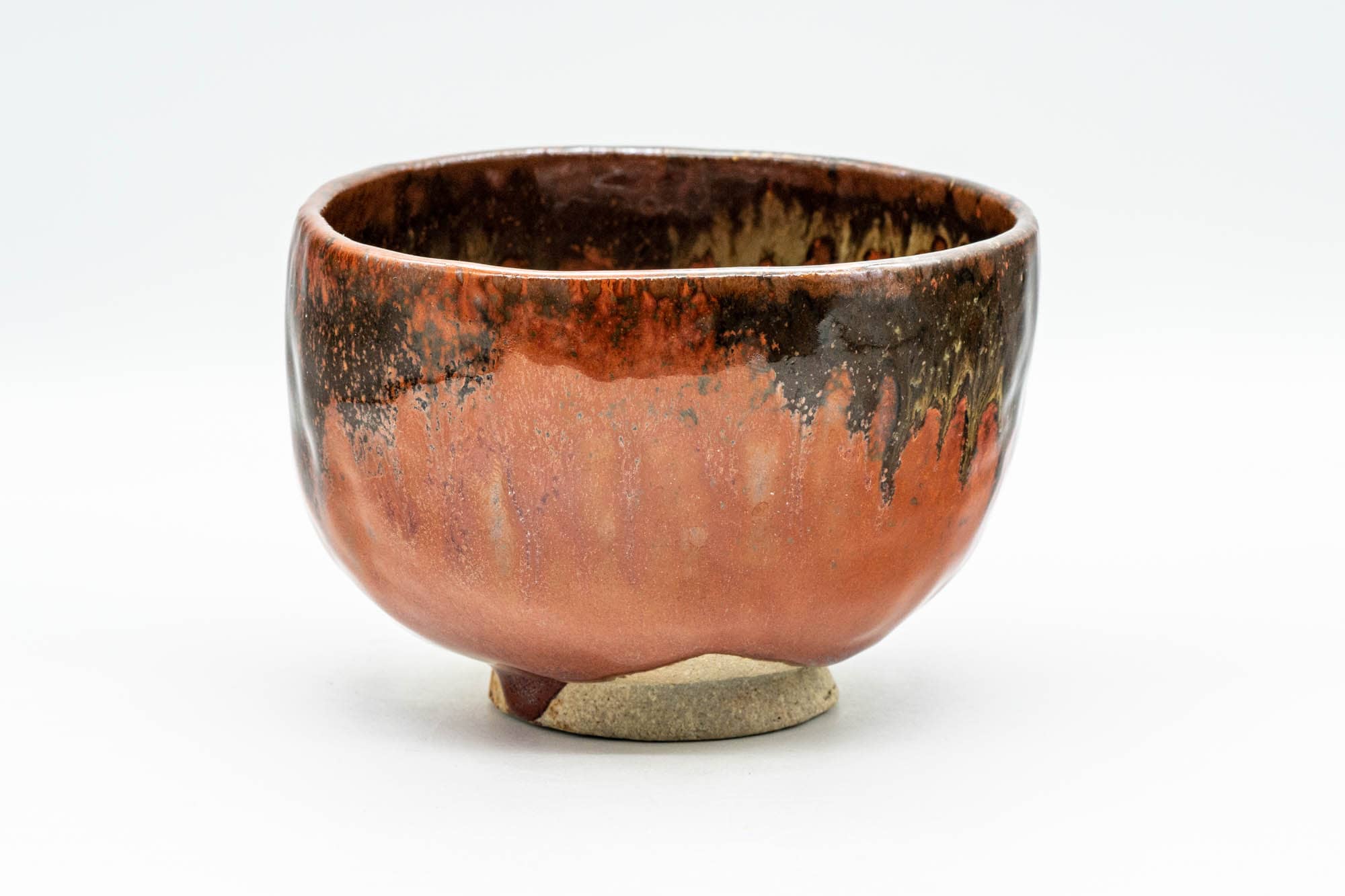 Japanese Matcha Bowl - 久 Red Yellow Drip-Glazed Chawan - 350ml
