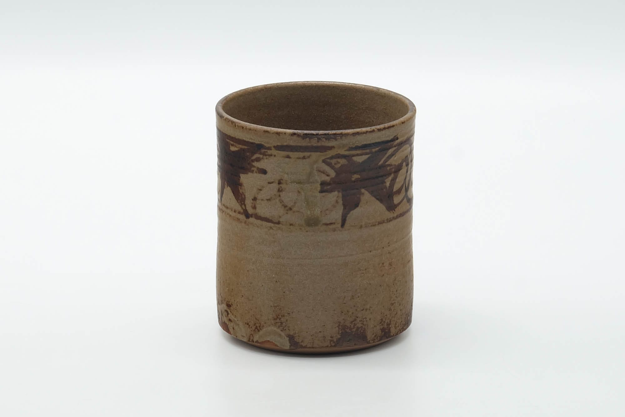 Japanese Teacup - Abstract Beige Brown Rustic Yunomi - 180ml