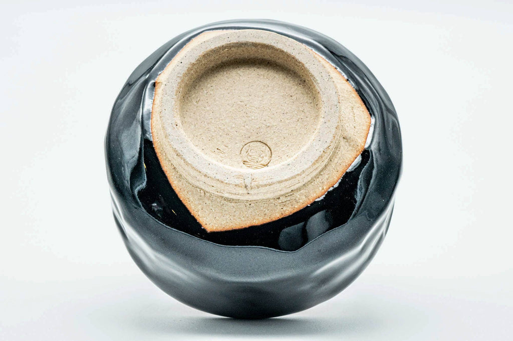 Japanese Matcha Bowl - Jet Black Glazed Hand-formed Hantsutsu-gata Chawan - 300ml