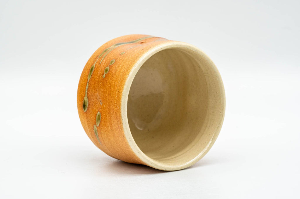 Japanese Teacup - Orange Green Streaking Glazed Yunomi - 120ml