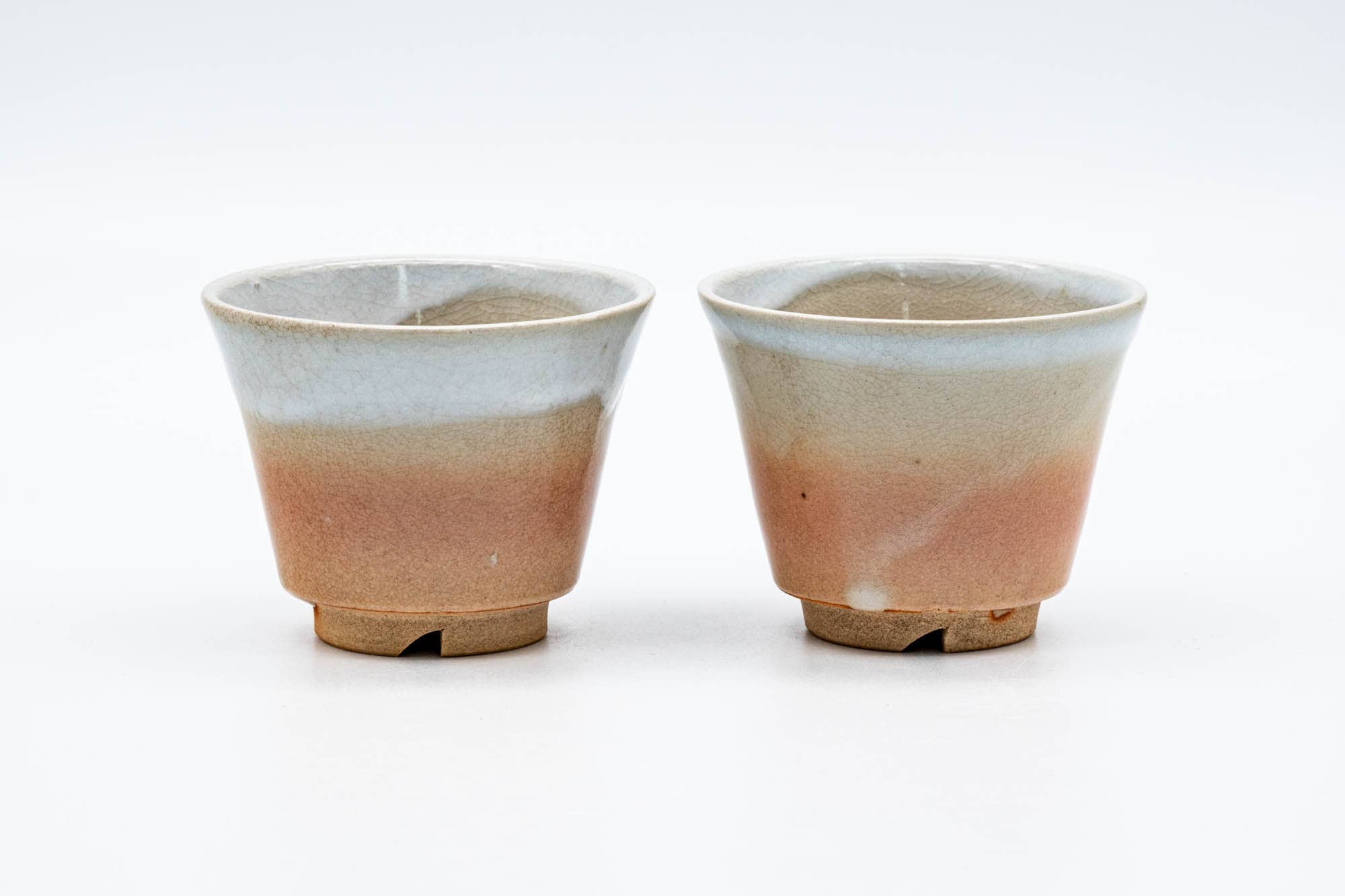 Japanese Teacups - Pair of Drip-Glazed Hagi-yaki Yunomi - 130ml