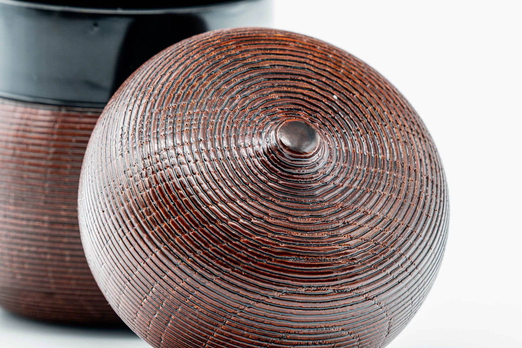 Japanese Usuchaki - Gourd Textured Wood Urushi Lacquer Matcha Tea Caddy - 90ml