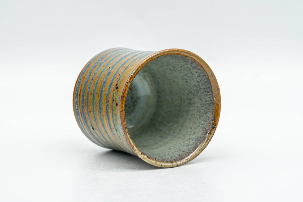 Japanese Teacup - Green Orange Spiraling Guinomi - 50ml