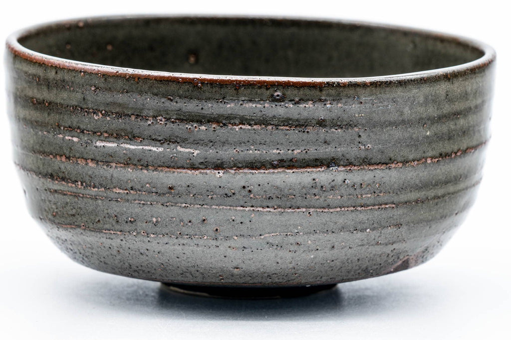 Japanese Matcha Bowl - Dark Green Spiraling Wabi-Sabi Chawan - 300ml