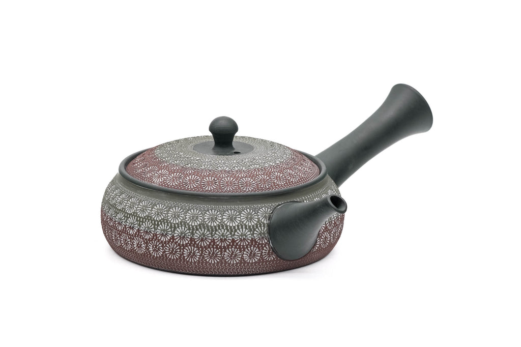 Flat Red Green Mishima Tokoname Teapot - 280ml