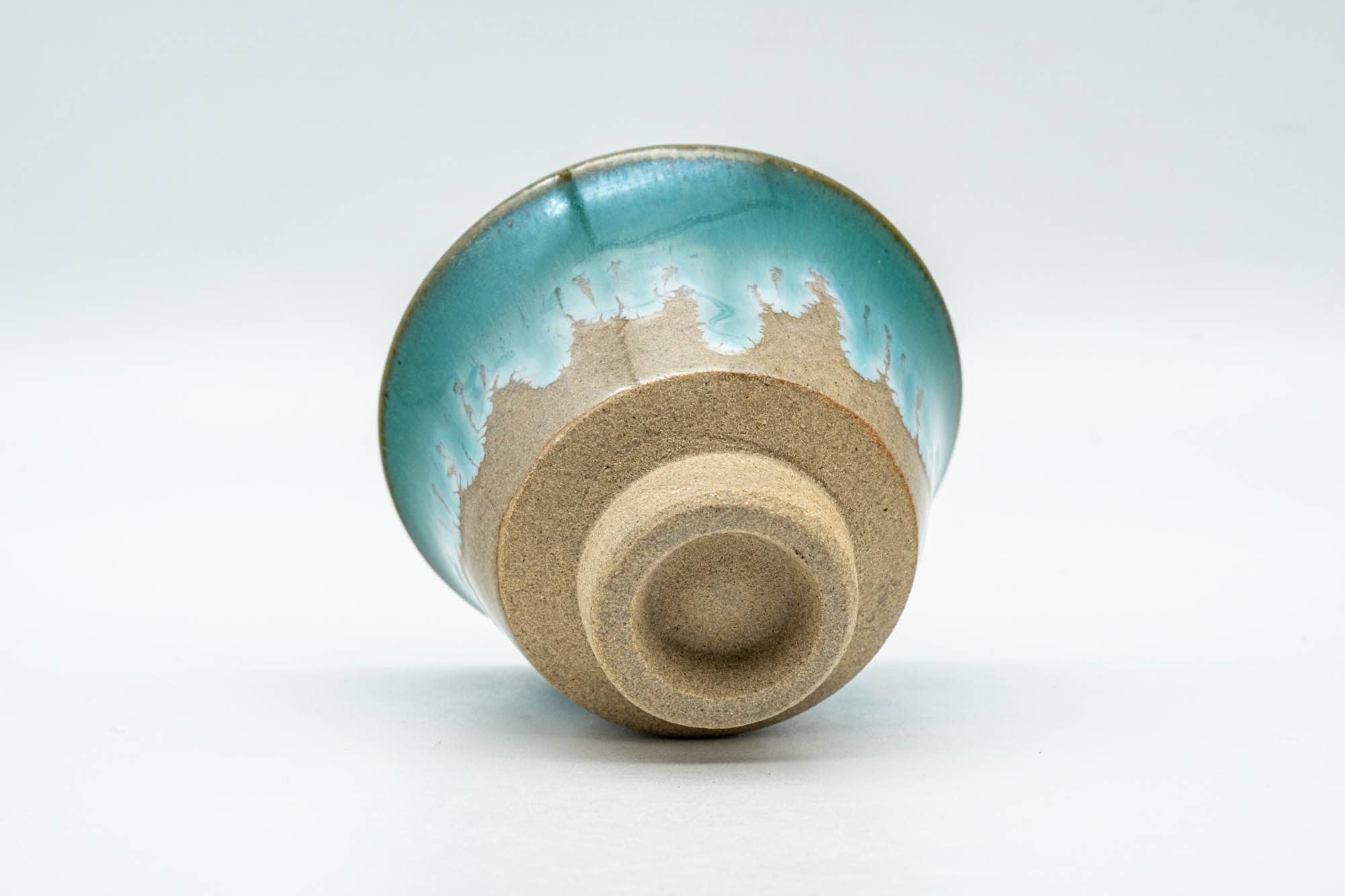 Japanese Teacup - Beige Turquoise Drip-Glazed Agano-yaki Yunomi - 70ml
