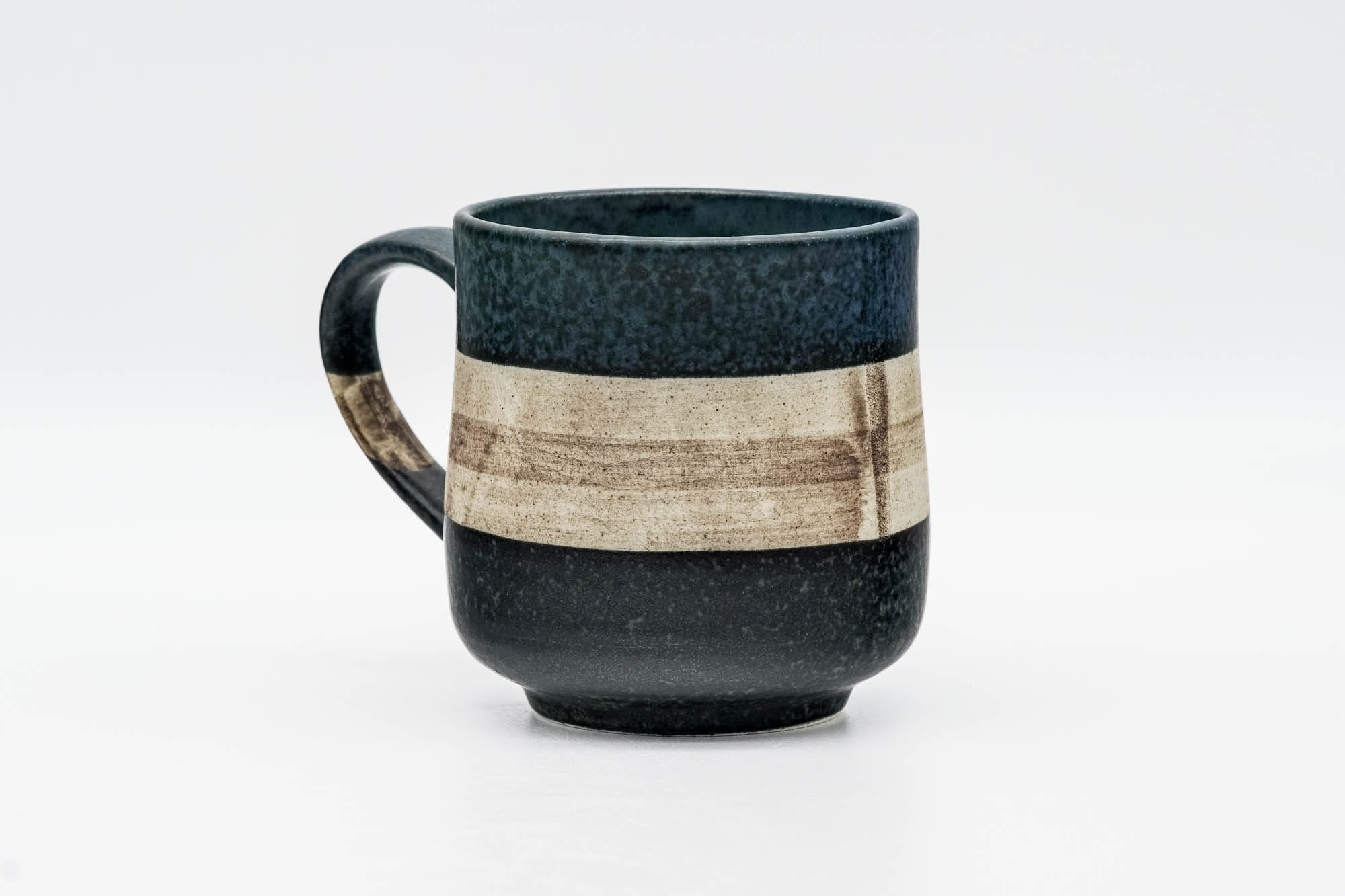Blue Beige Black Striped Mino-yaki Mug - 280ml