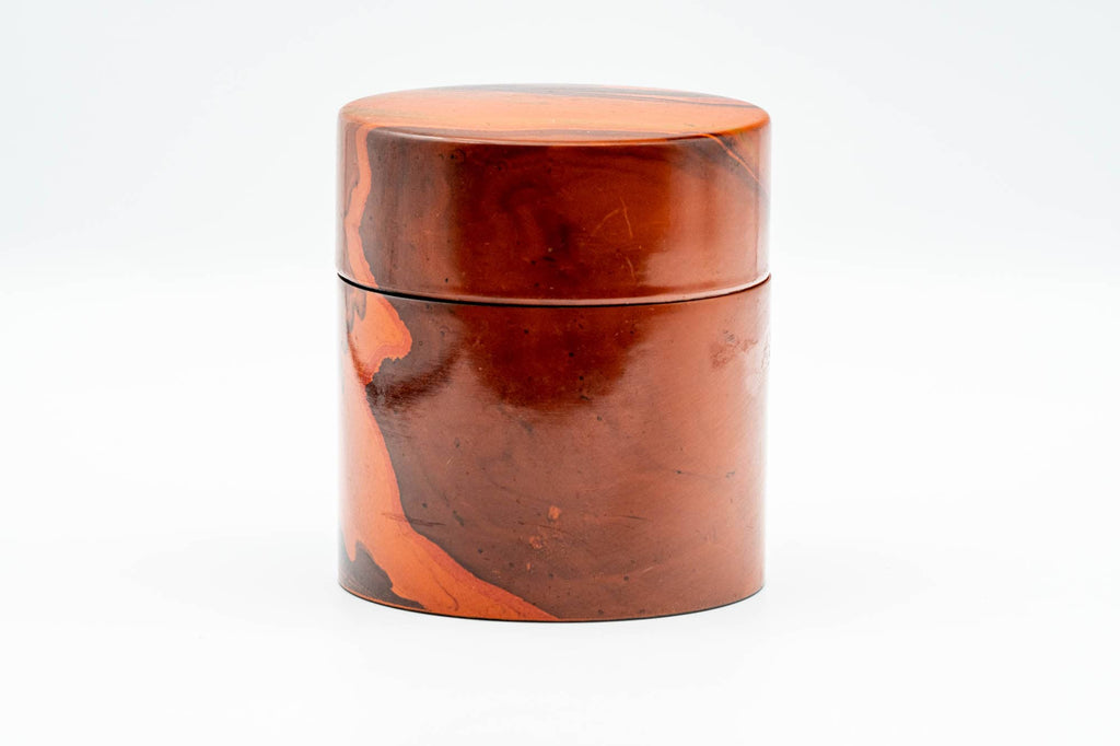 Japanese Chazutsu - Marbled Red Lacquer Tea Canister - 200ml