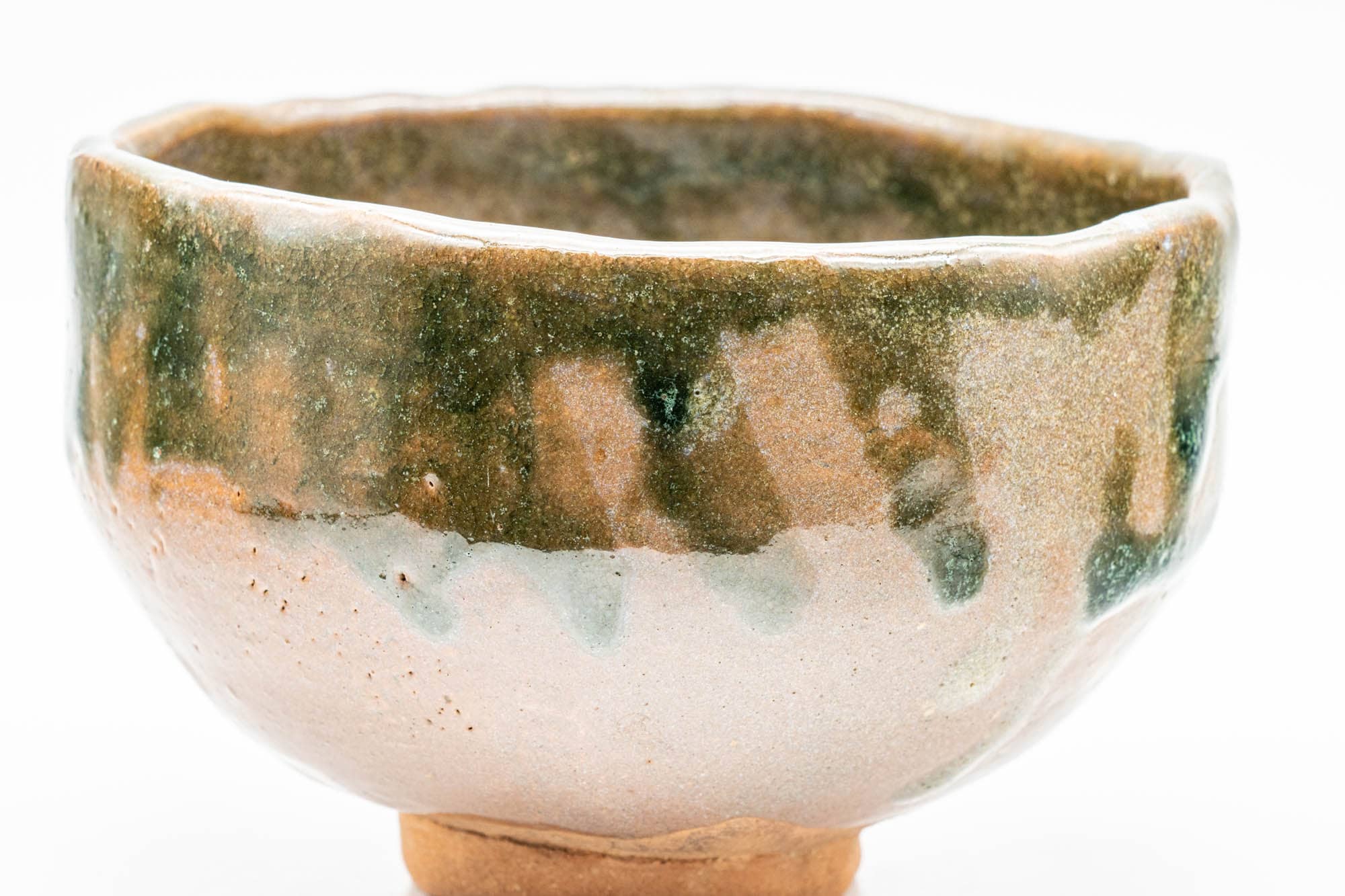Japanese Matcha Bowl - Brown Green Drip-Glazed Wabi-Sabi Chawan - 300ml