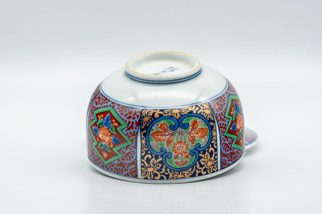 Japanese Teacup - Multi-coloured Geometric Arita-yaki Lidded Yunomi - 120ml