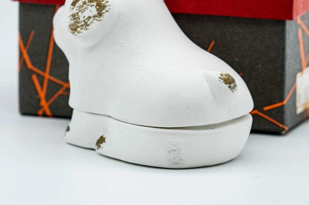 Japanese Kogo - Cute White Dog Ceramic Incense Container
