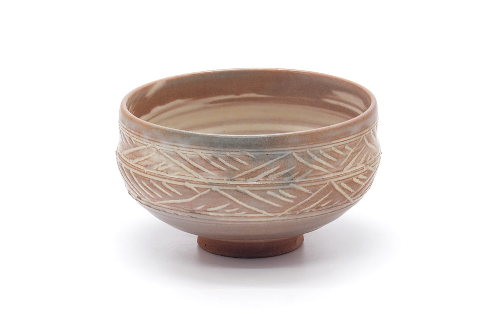 Japanese Matcha Bowl - Pink White Hakeme Chawan - 475ml