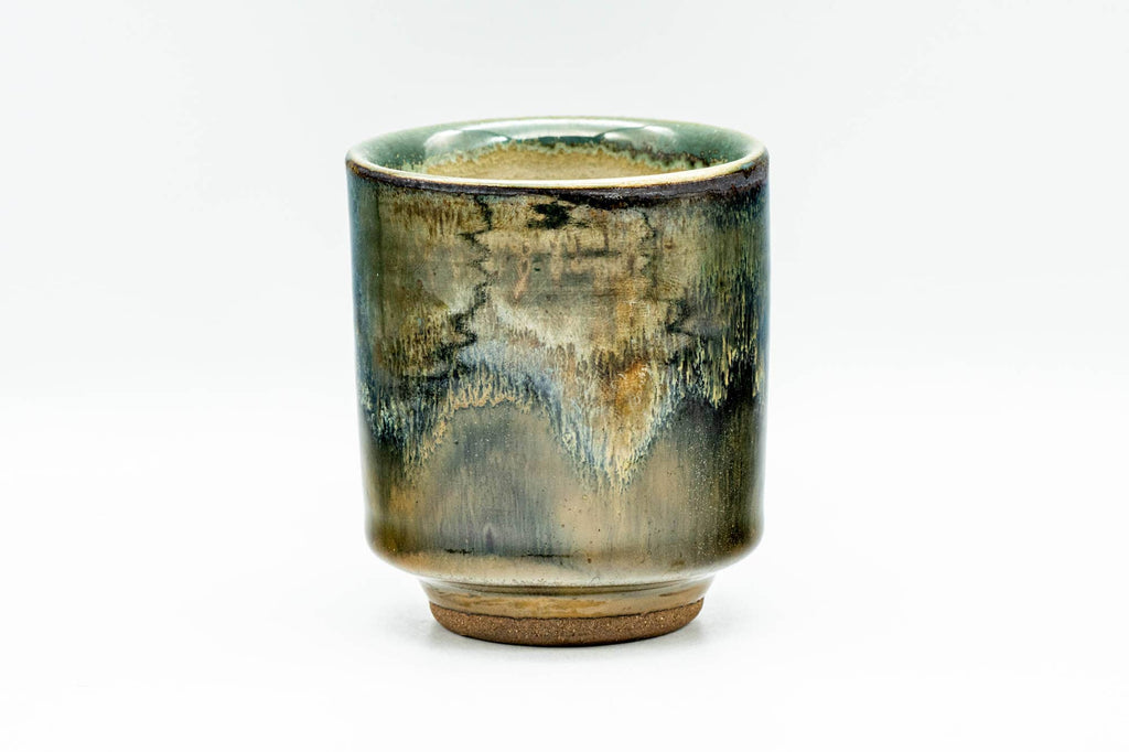 Japanese Teacup - Brown Green Drip-Glazed Yunomi - 130ml