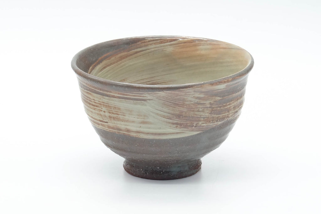 Japanese Matcha Bowl - Beige White Brush Glazed Kiyomizu Chawan - 425ml