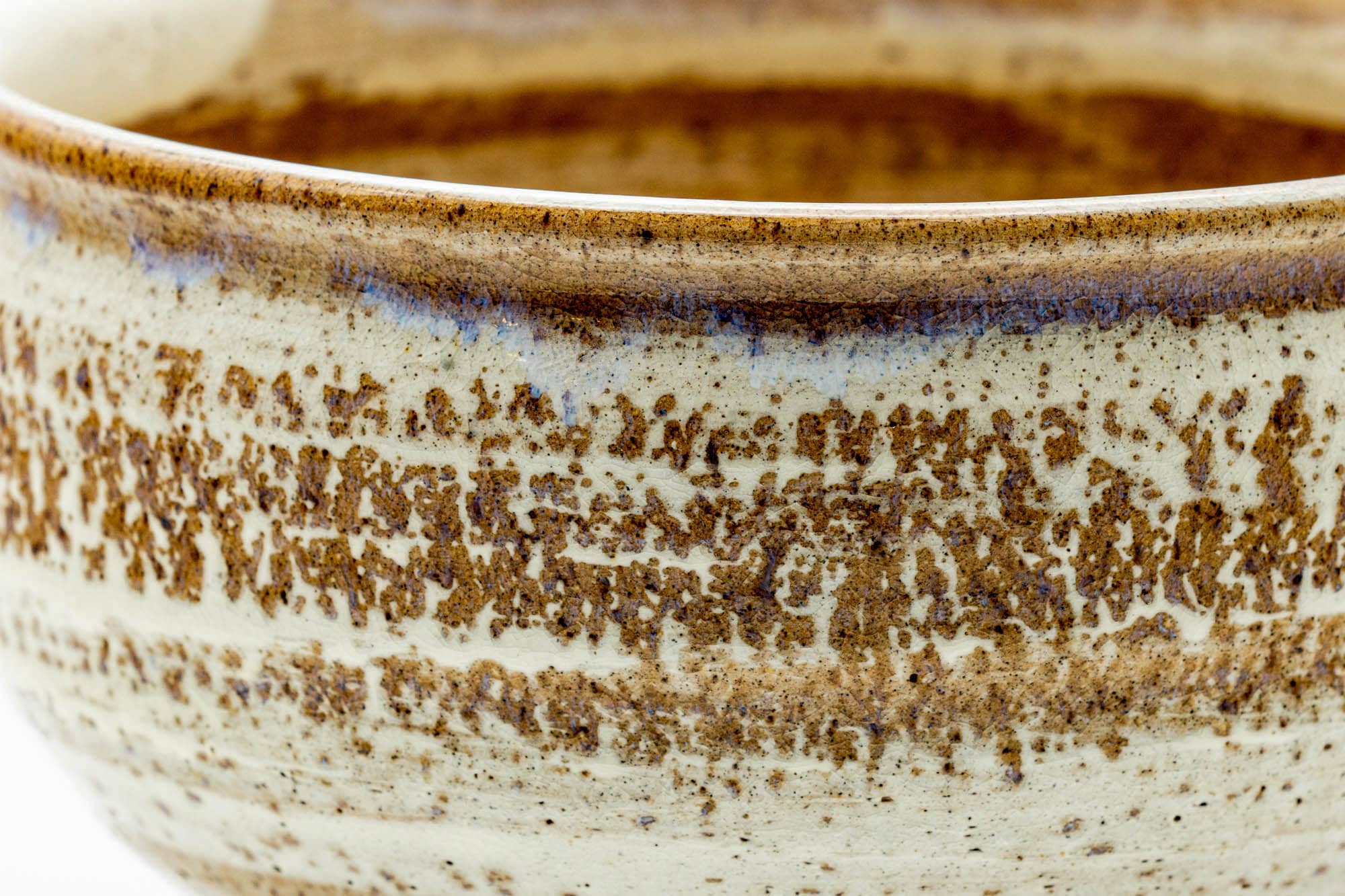 Japanese Matcha Bowl - Brown Milky White Glazed Chawan - 350ml