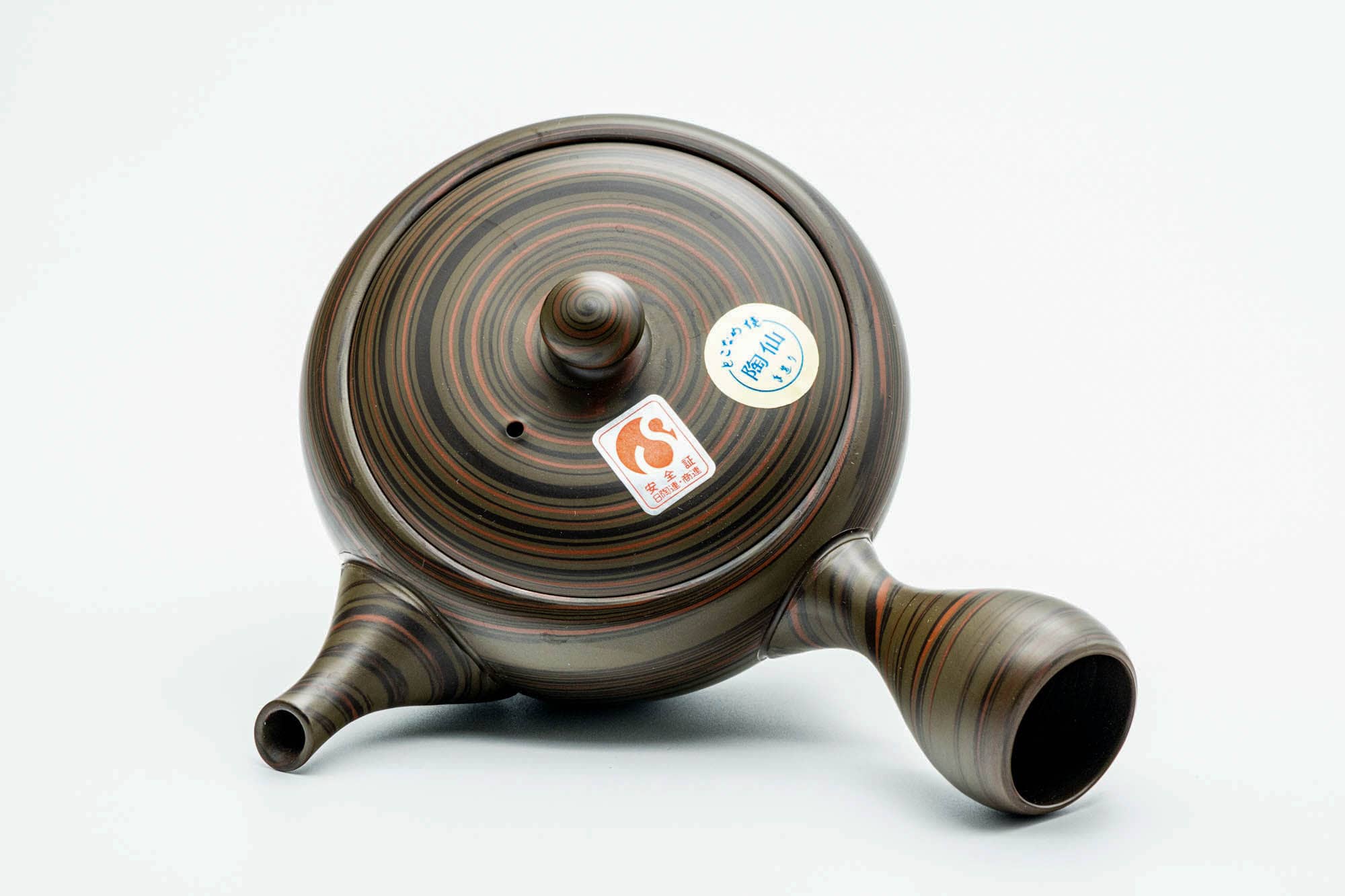 Japanese Kyusu - Dark Green Nerikomi Tokoname-yaki Mesh Teapot - 225ml