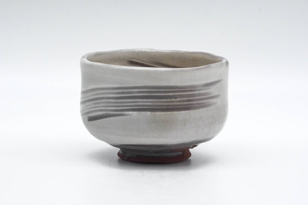 Japanese Matcha Bowl - Milky White Grey Hakeme Glazed Chawan - 100ml