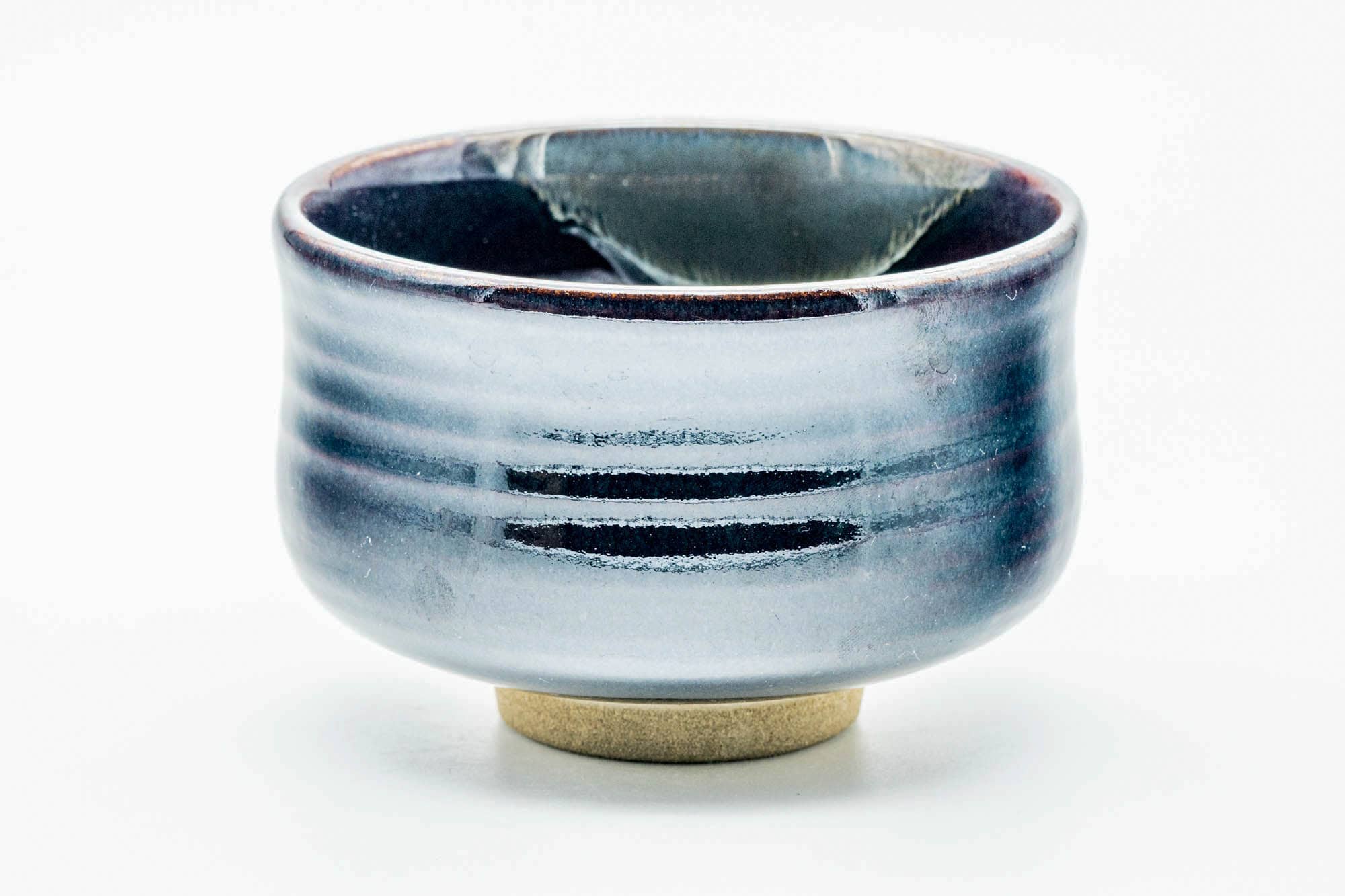 Japanese Matcha Bowl - Black Blue Hare's Fur Drip-Glazed Chawan - 350ml