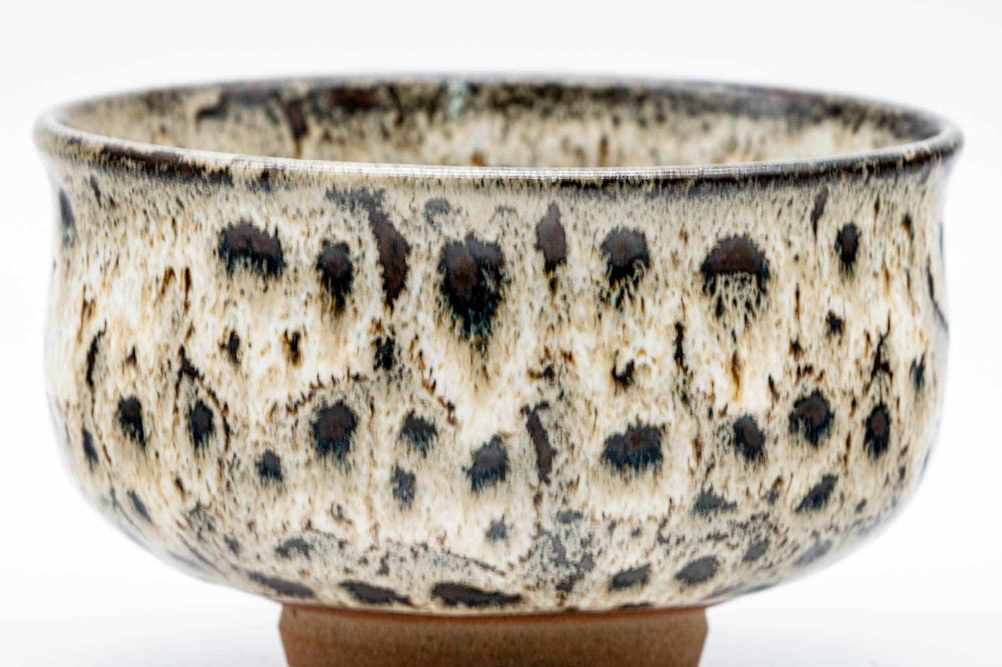 Japanese Matcha Bowl - Black Yellow Hare's Fur Glazed Chawan - 250ml
