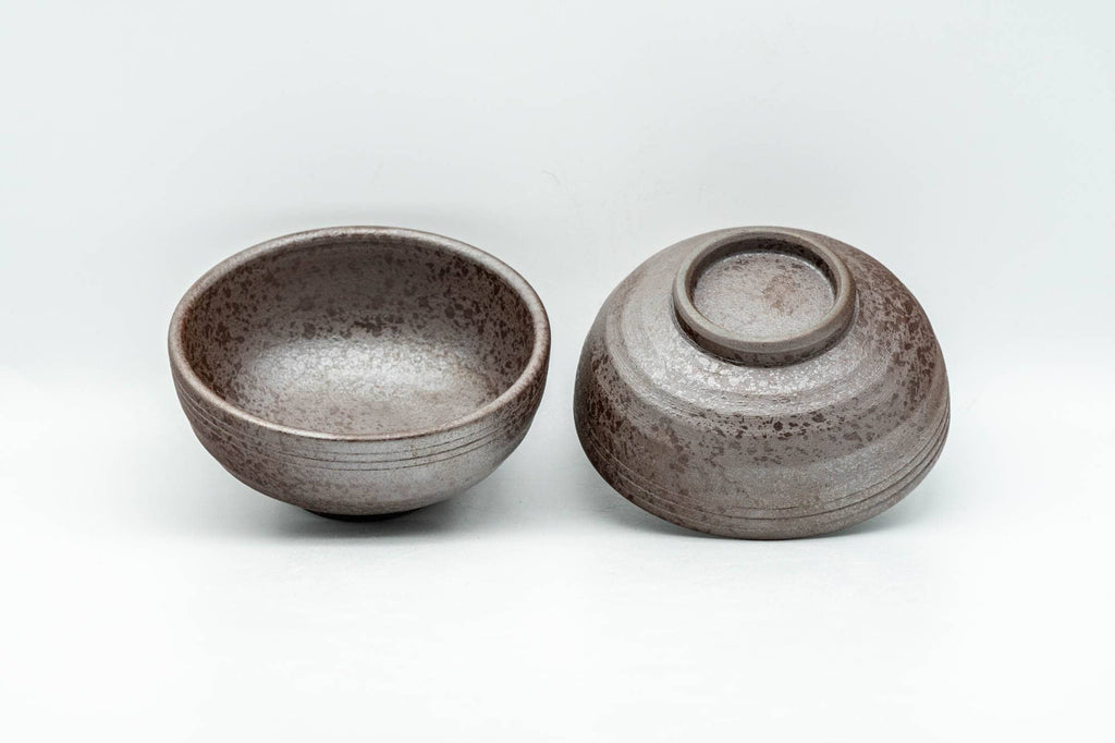 Japanese Teacups - Pair of Purple Textured Clay Guinomi - 40ml