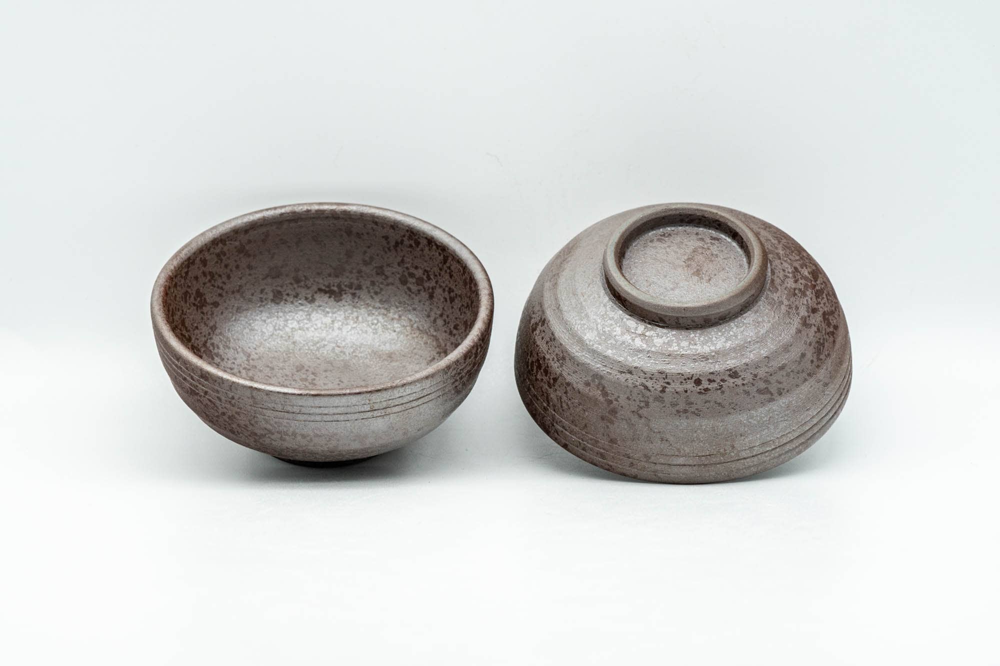 Japanese Teacups - Pair of Purple Textured Clay Guinomi - 40ml