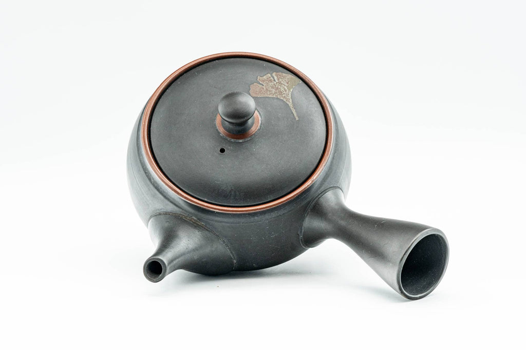 Japanese Kyusu - Black Kurodei Tokoname-yaki Ginkgo Leaf Teapot - 250ml