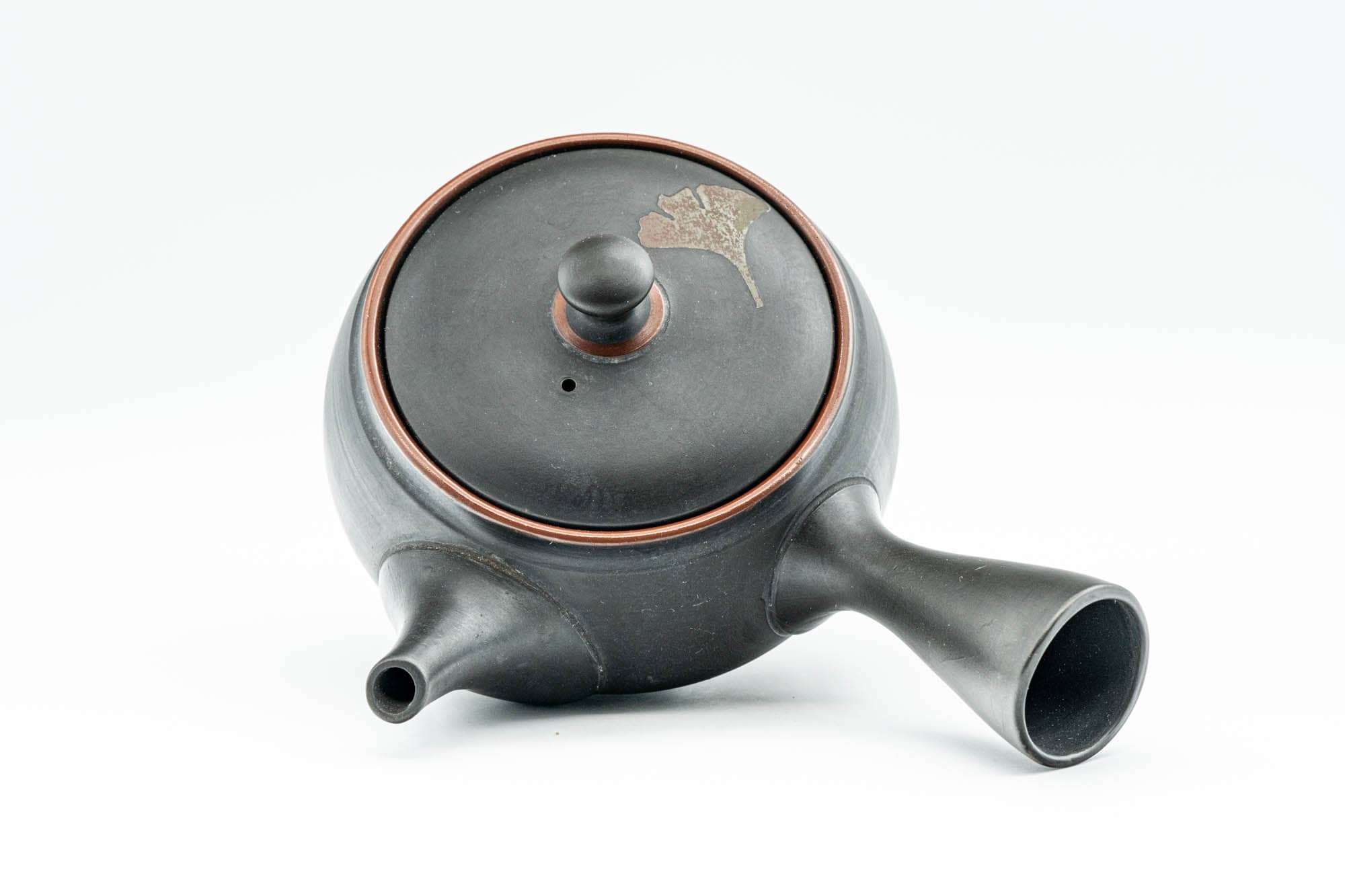 Japanese Kyusu - Black Kurodei Tokoname-yaki Ginkgo Leaf Teapot - 250ml