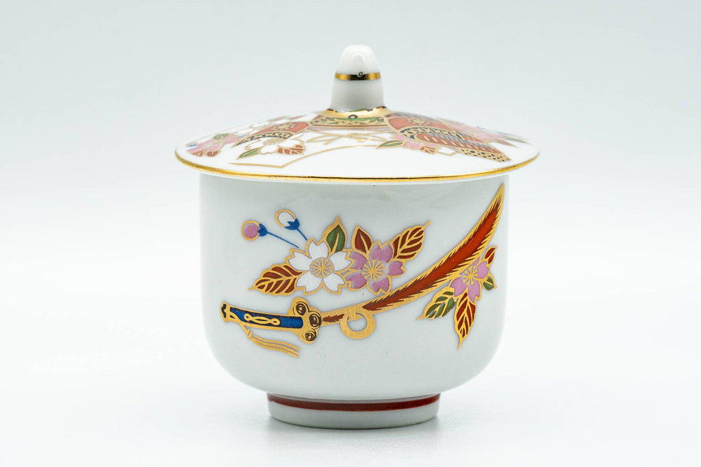Japanese Teacup - Floral Kutani-yaki Ryuzan Lidded Yunomi - 60ml