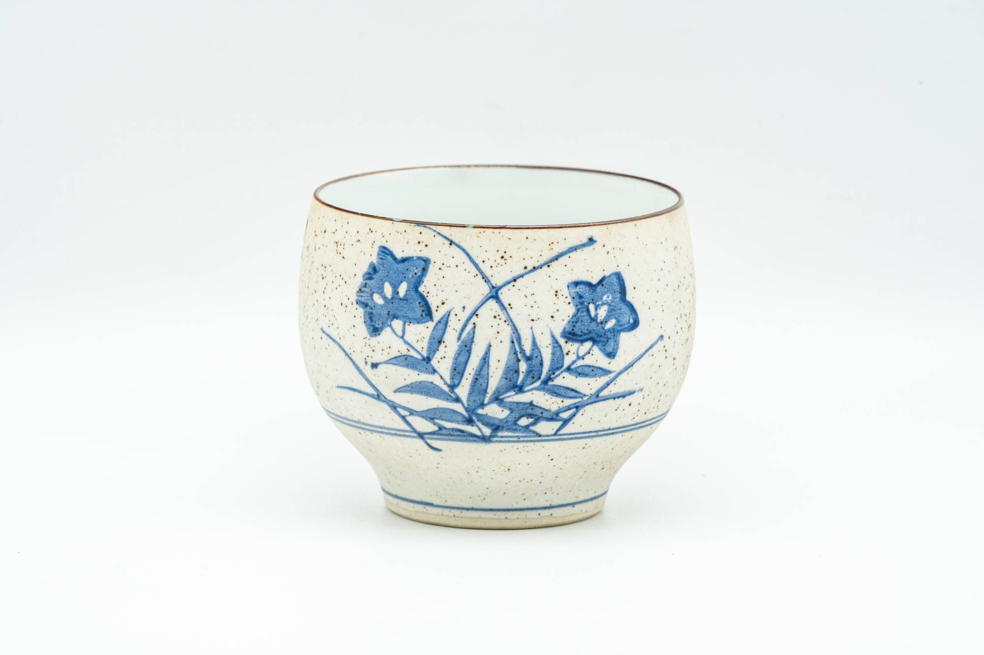 Japanese Teacup - Blue Floral Kanji Decorated Arita-yaki Yunomi - 150ml