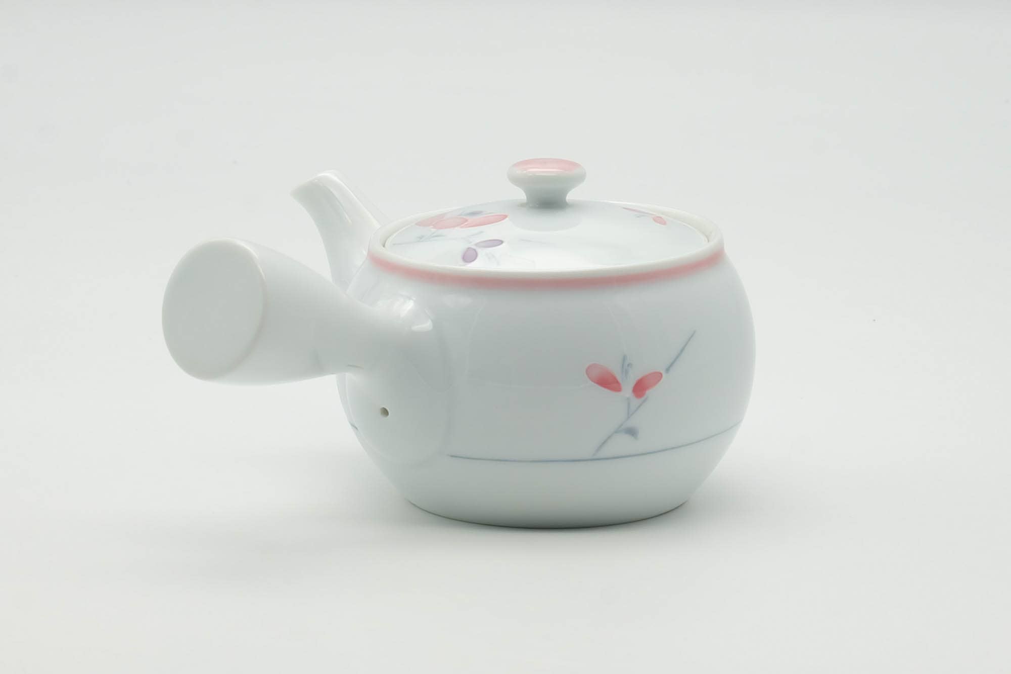 Japanese Kyusu - Floral White Porcelain Arita-yaki Ceramic Filter Teapot - 200ml
